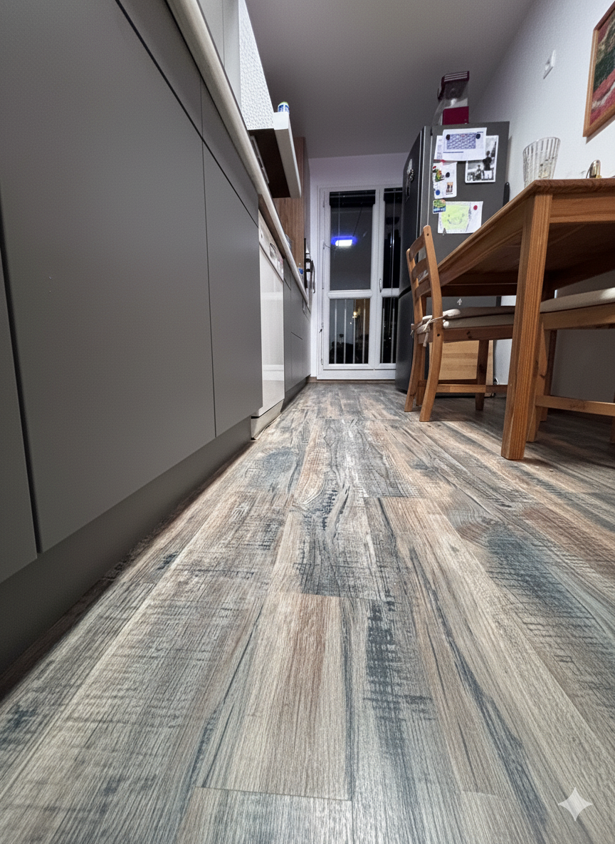 Pose parquet flottant chêne clair salon Antony 92